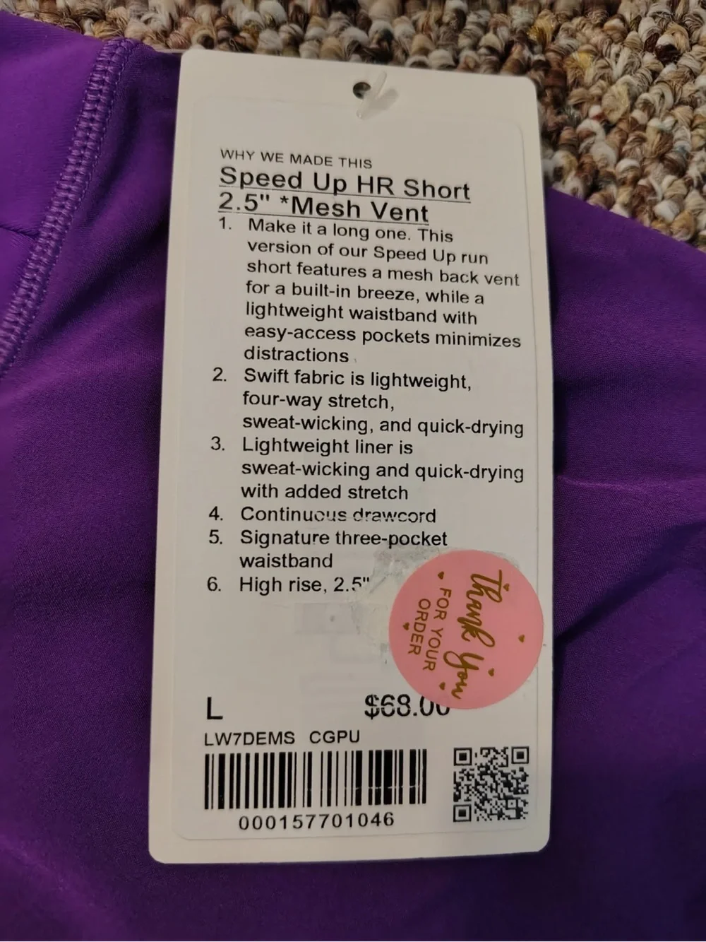 Lululemon Speed Up High-Rise Lined Short 2.5